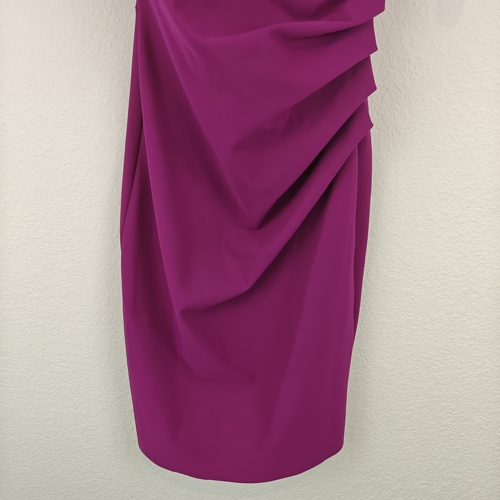 Chiara Boni La Petite Robe Magenta Ruched Sheath Dress 6 Luxury Stretch Cocktail - Picture 3 of 16